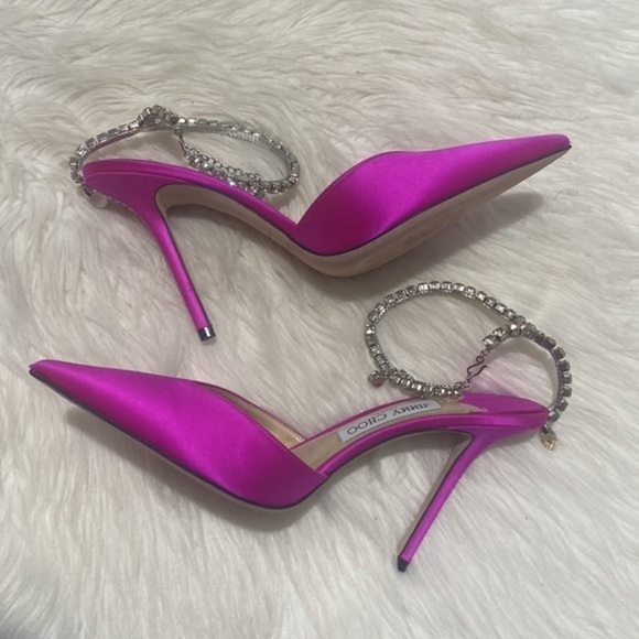 Jimmy Choo Saeda Crystal ankle strap pointed toe pump size 39EU - Picture 5 of 15